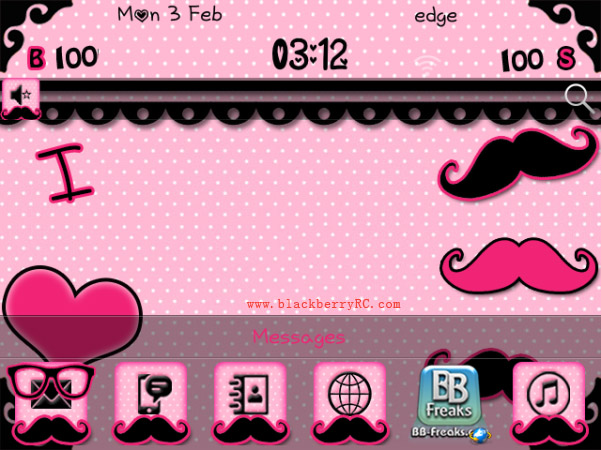 <b>I Like Moustache theme for blackberry 99xx os7</b>