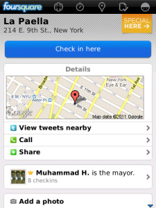 FourSquare v3.2.1 for blackberry 5.0 applications