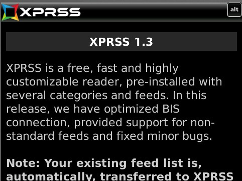 Xpress 1.3 for blackberry os5.0+ apps
