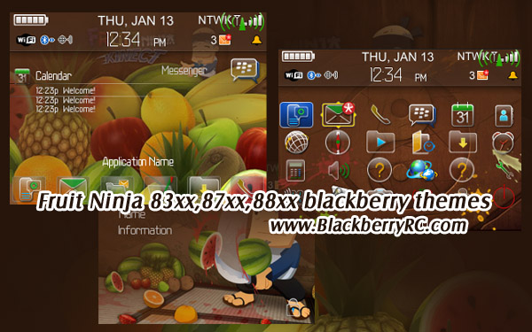 <b>Fruit Ninja 83xx,87xx,88xx themes for blackberry </b>