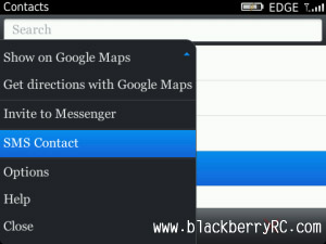 A+ Insert Contact in SMS v1.0.0 via BlackBerry Co