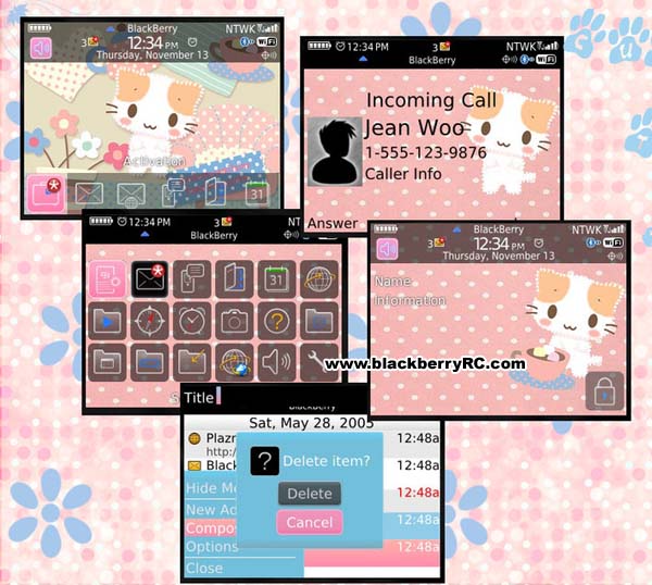 Cute kitten for Blackberry 8520,9300 free themes