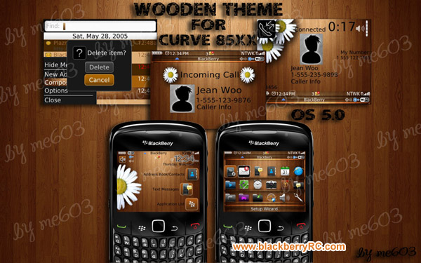 Wooden os6.1 icons theme for Blackberry curve 85x