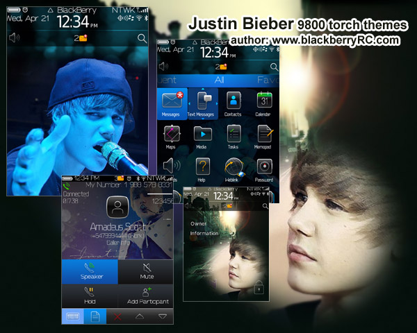 Justin Bieber for bb torch 9800 os6.0 themes