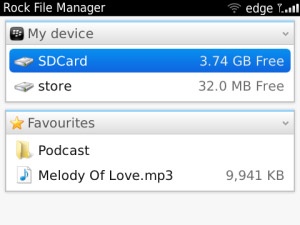 Rock File Manager v0.9.2 for blackberry os6.0, 7.