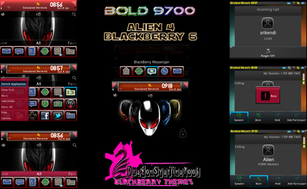 Alien 4 BlackBerry 6 for blackberry Bold 9700 the