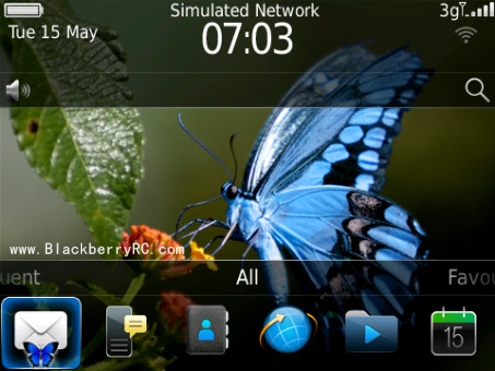 <b>Blue Butterfly blackberry theme</b>